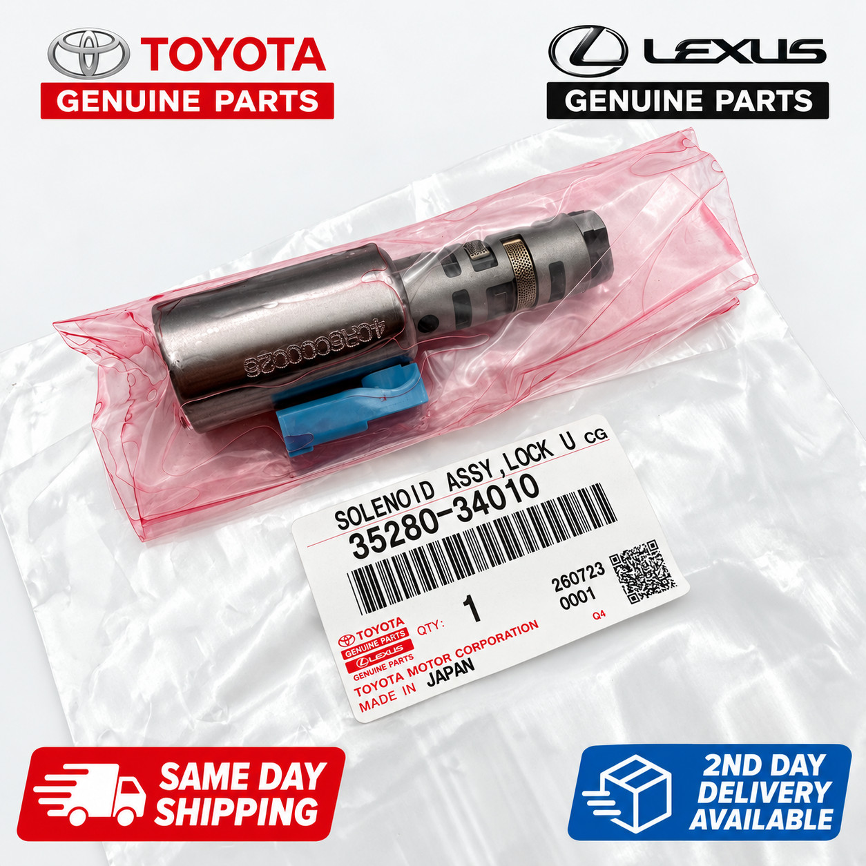 35280-34010 GENUINE OEM TOYOTA SOLENOID ASSY, LOCK 3528034010