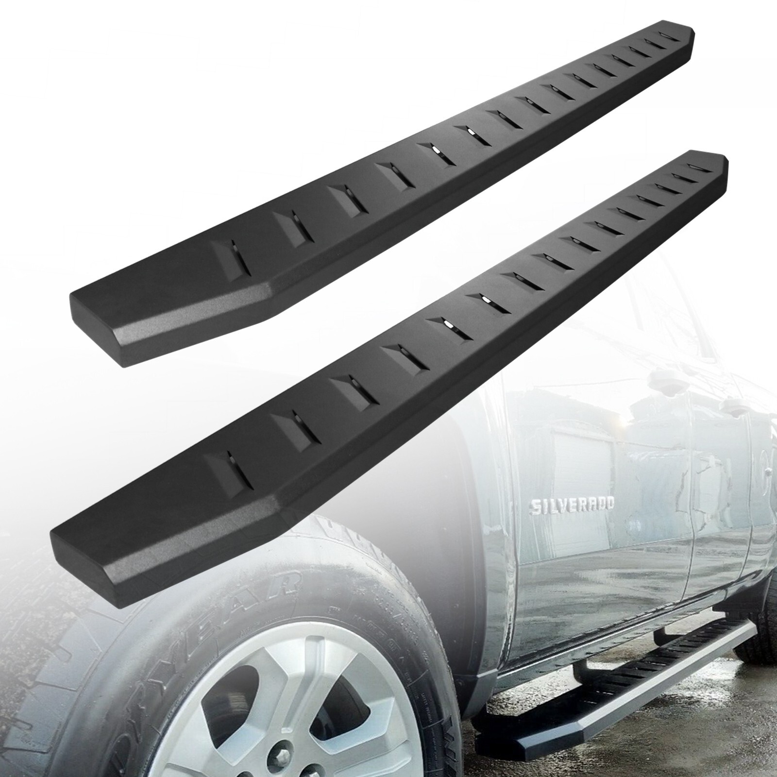 For 07-19 GMC Sierra 2500 3500 Crew Cab Black Running Board Side Step Nerf Bar