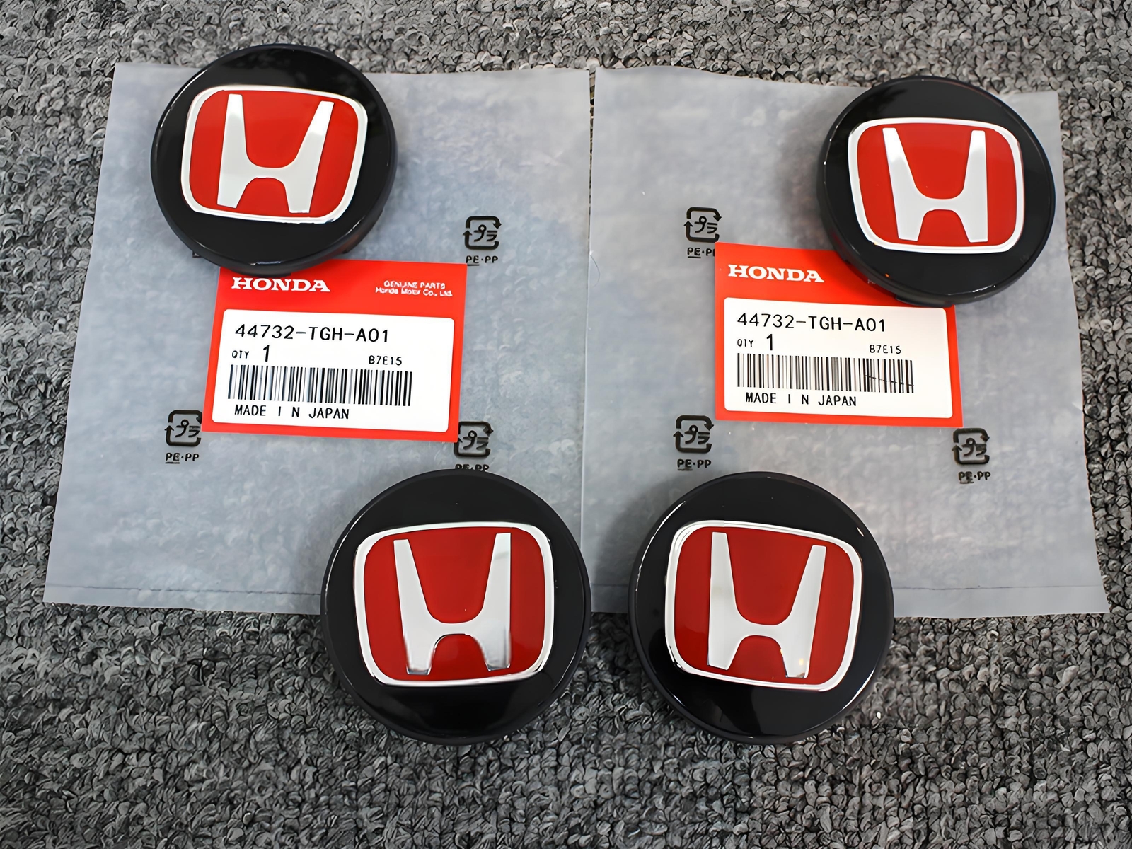 4Pcs Genuine Black/Red For Honda Civic Type R Wheel Center Cap 44732-TGH-A01/