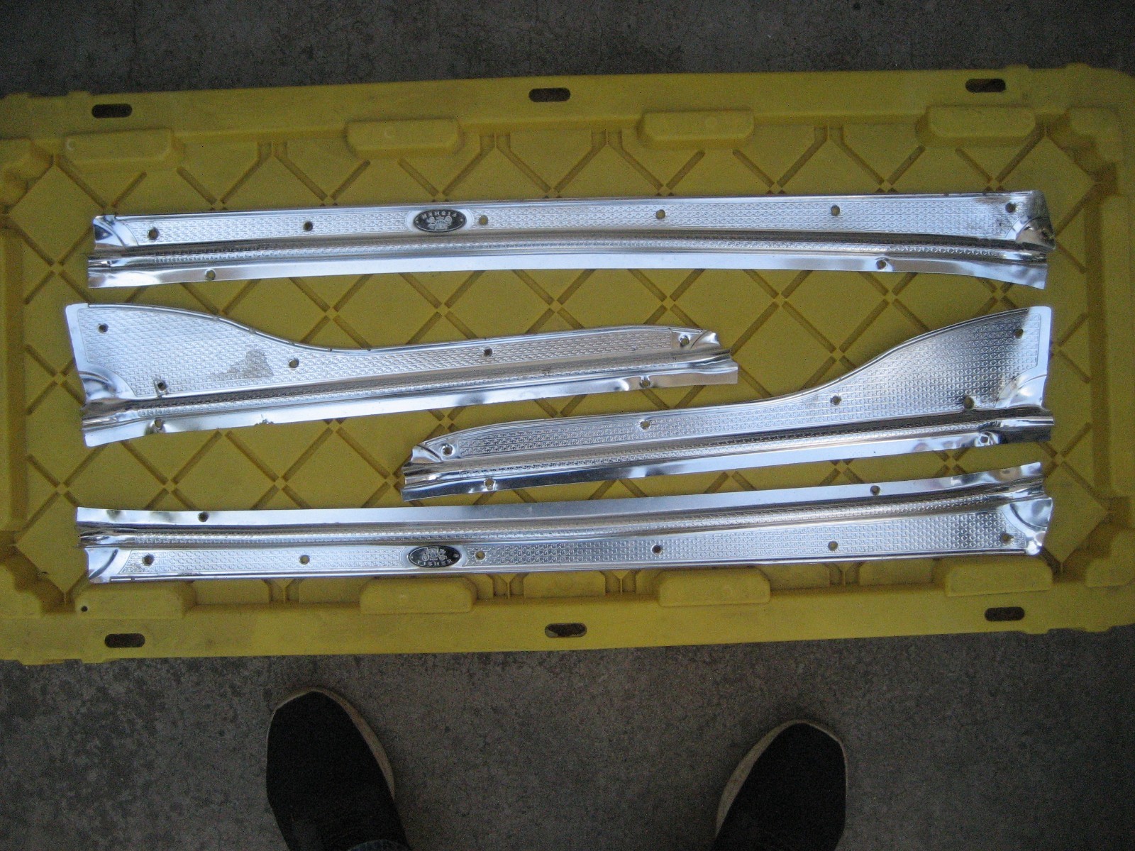 1953 1954 CHEVY 4 DOOR SEDAN OR WAGON DOOR SILL PLATES-PRODUCT OF FISHER