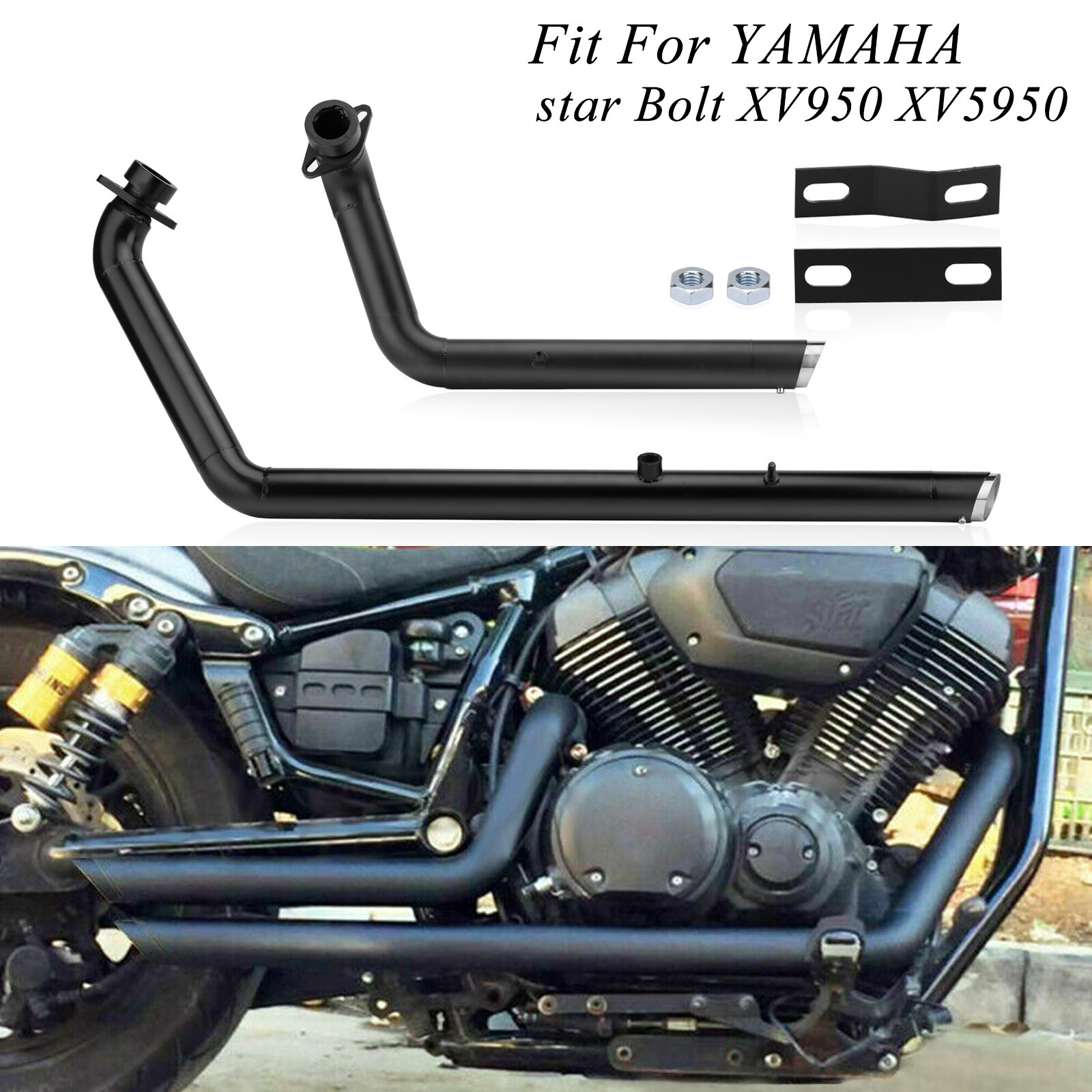 For Yamaha V Star Bolt XVS950 2010-2024 Shortshots Staggered Exhaust Pipe System