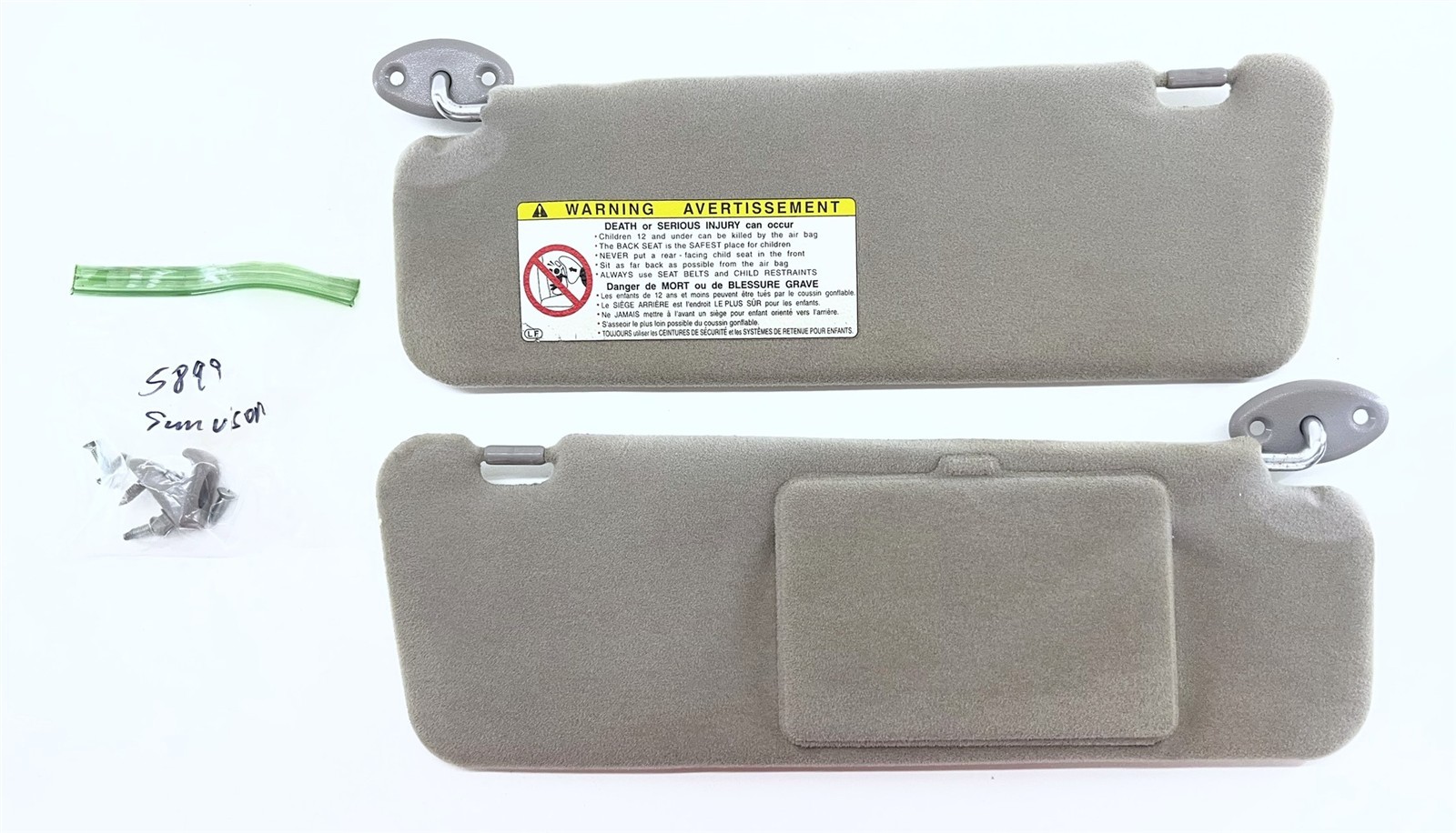 1998-02 Toyota 4Runner Sun Visors Gray Shades Pair Driver Passenger With Mirror