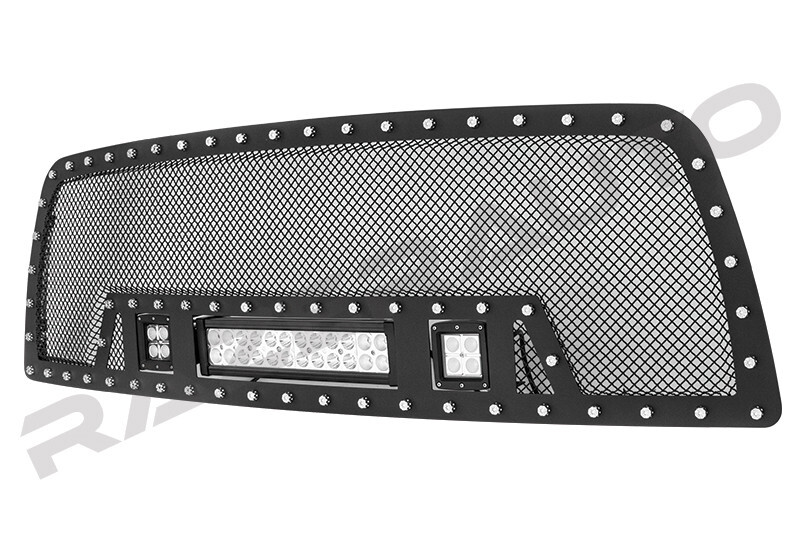 Black SS Mesh Grille Cutout Insert+LED Lights for 10-18 Dodge RAM 2500/3500 Black SS Mesh Grille Cutout Insert+LED Lights for 10-18 Dodge RAM 2500/3500