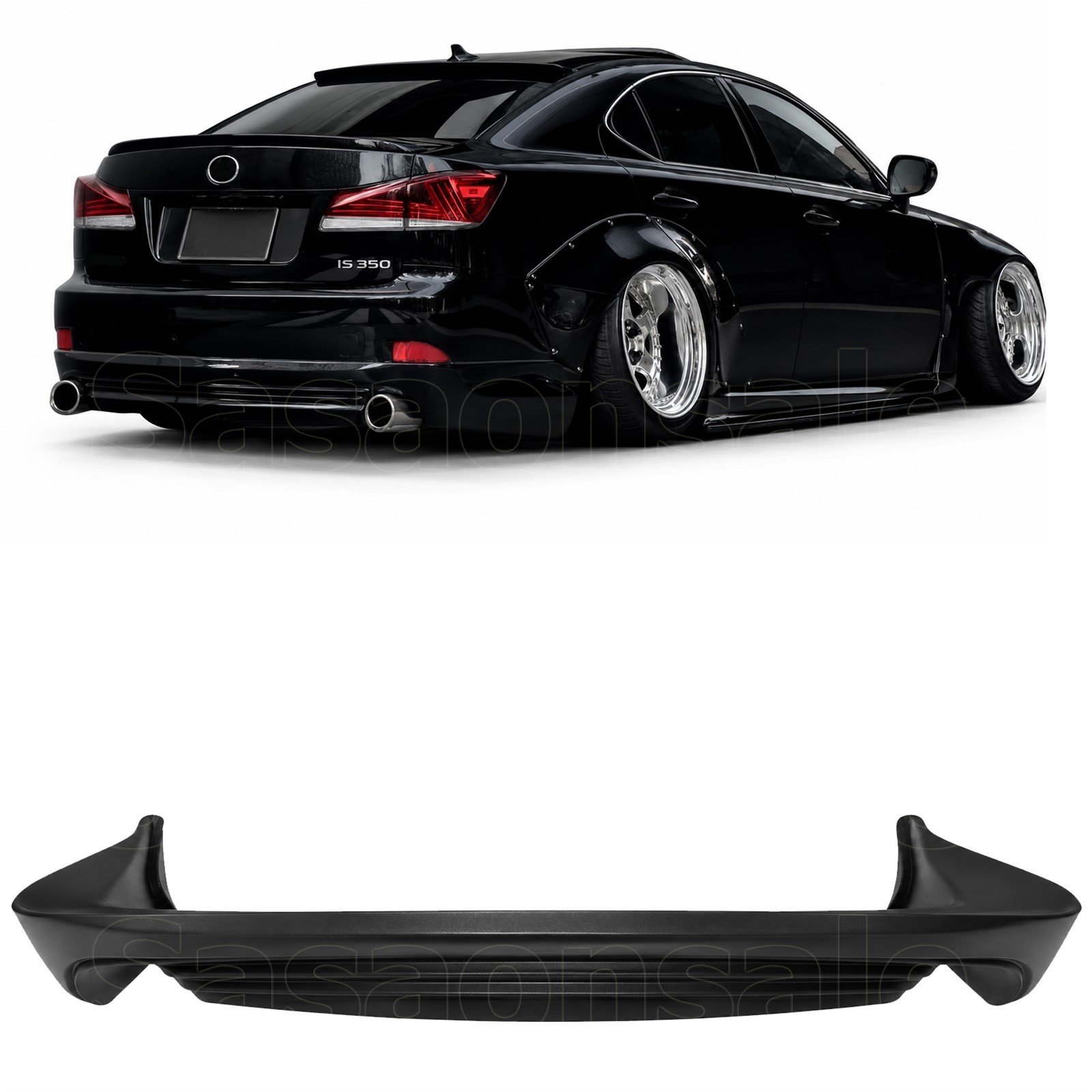 Fits 06-13 Lexus IS250 IS350 Sedan 4dr Rear Bumper Lip Diffuser, INS PU Black