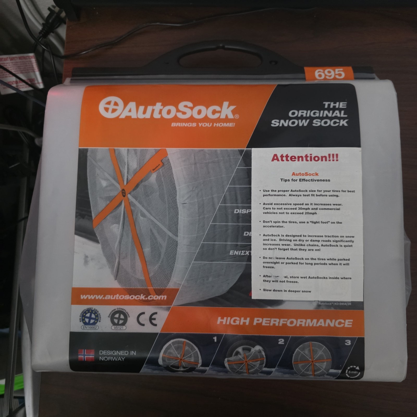 AutoSock 695 Winter Tire Traction Aid Snow Sock, Pair - New