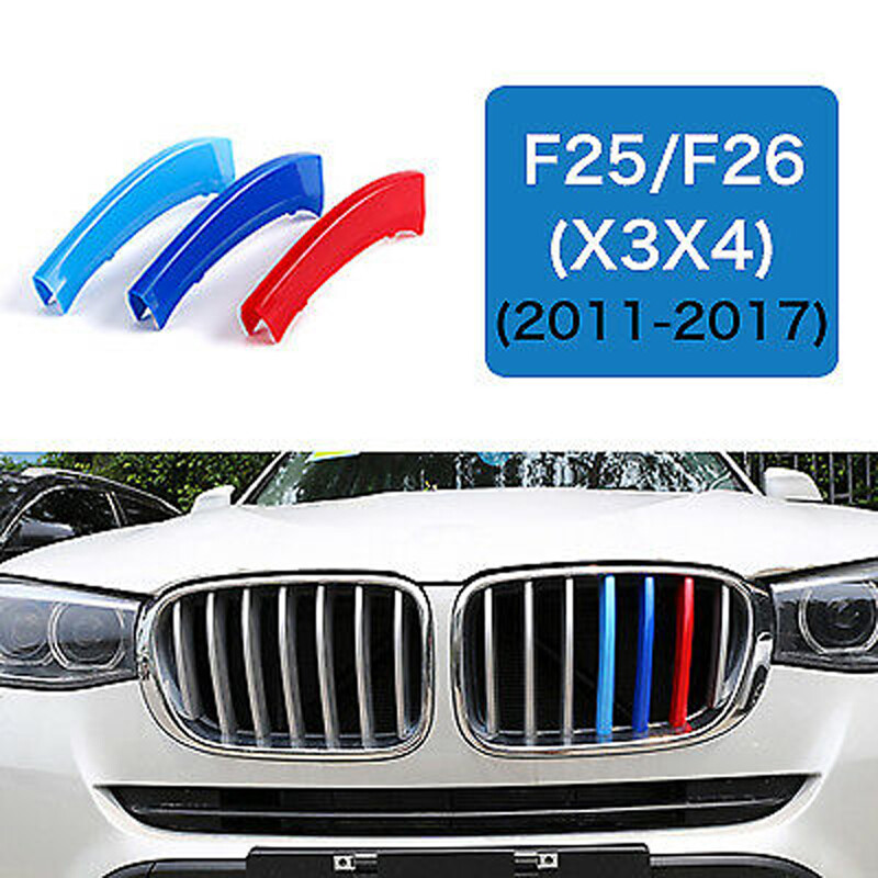 M Color Grille Grill Cover Clip Trim Decal Strip For BMW F25 X3 F26 X4 2011-2017