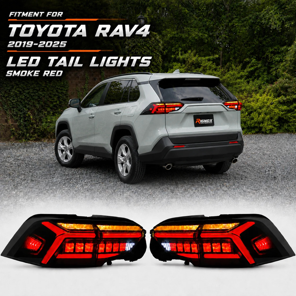 Pair Smoked Red Sequential LED Tail Lights Assembly For Toyota RAV4 2019-2025