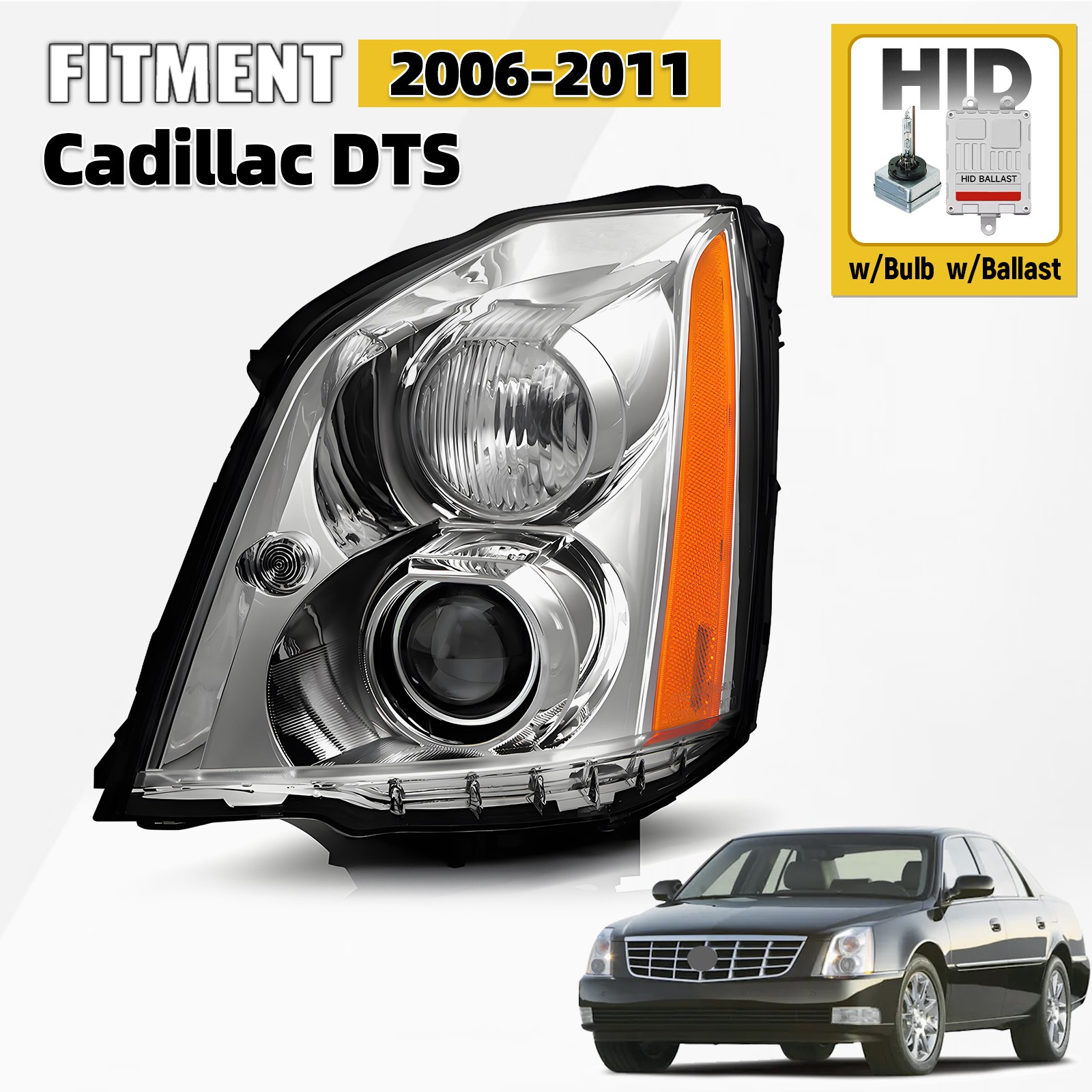 For 2006-2011 Cadillac DTS HID/Xenon Headlight w/ Bulbs & Ballast Driver Left