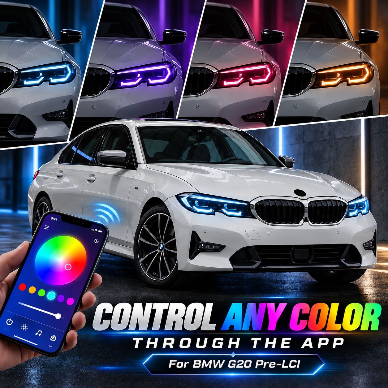 For 2021-2023 BMW G20 3 Series Pre-LCI LED RGB 64-Color Angel Eyes DRL Modules