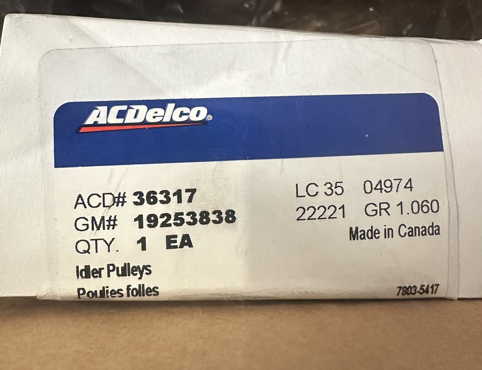 ACDelco Professional/Gold 36317 - Accessory Drive Belt Idler Pulley