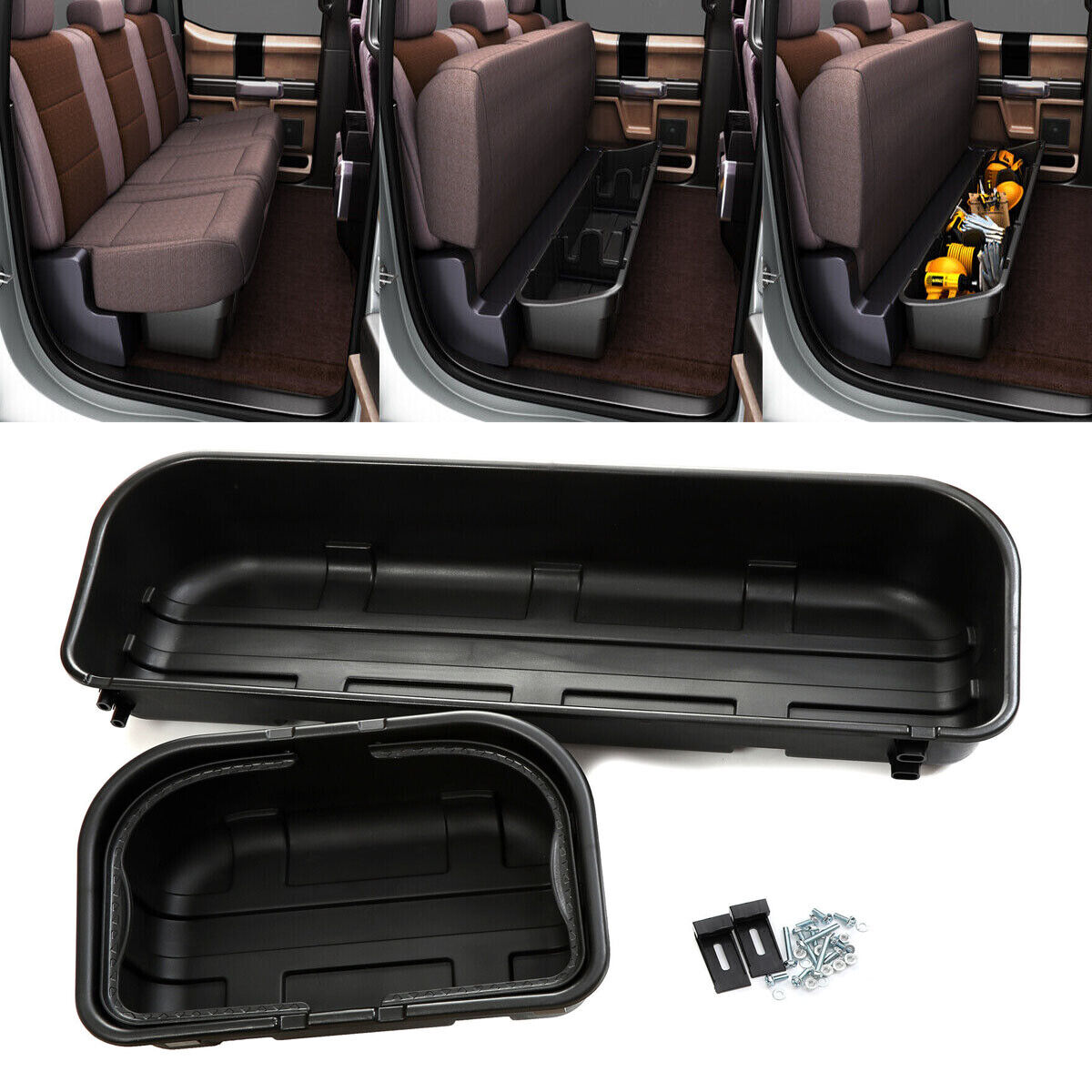 Black Under Seat Storage Box for 2015-2023 Ford F150 Raptor Under Seat Organizer