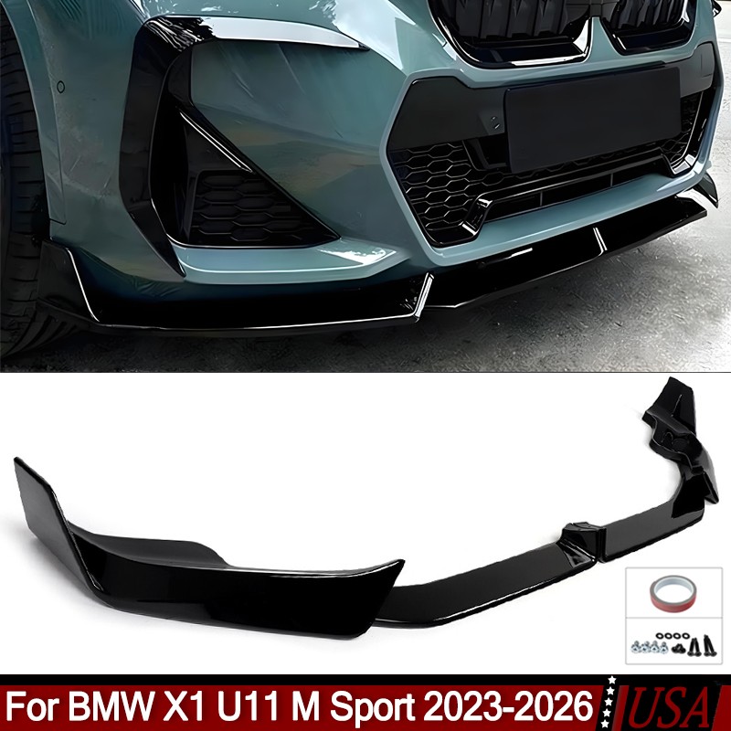 Gloss Black M Performance Front Bumper Splitter For BMW X1 U11 M Sport 2023-2026 Gloss Black M Performance Front Bumper Splitter For BMW X1 U11 M Sport 2023-2026