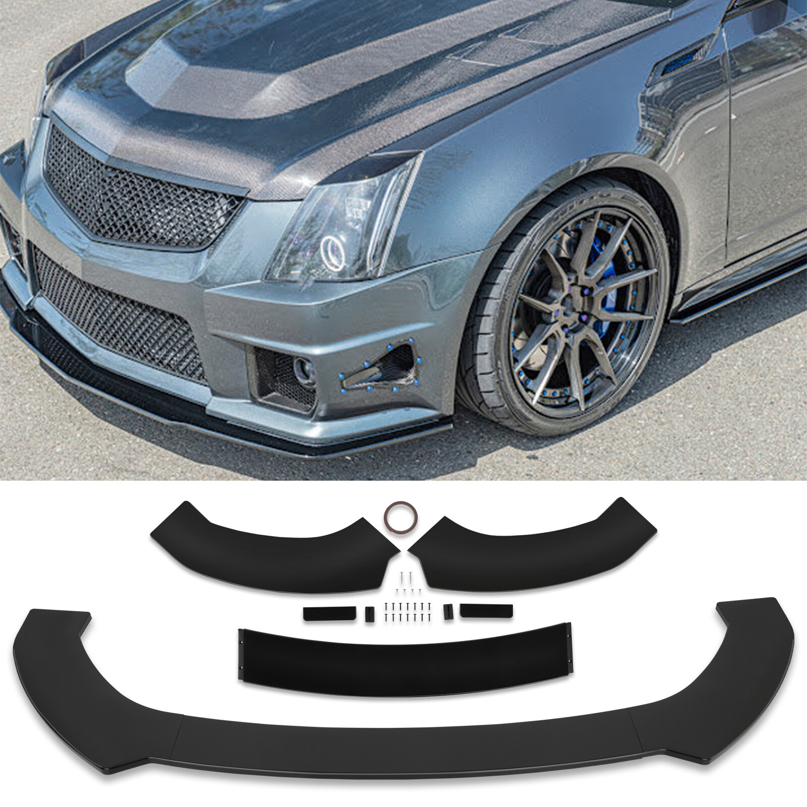 Glossy Front Bumper Lip Splitter Spoiler Body Kit For Cadillac CTS CTS-V Coupe