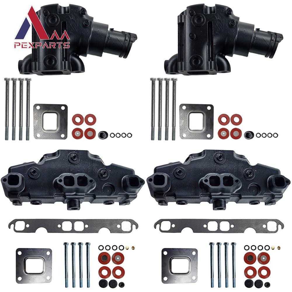 For 2004+ MerCruiser Dry Joint V8 Exhaust Manifold Riser Kit 14 Degree 5.0L 5.7L