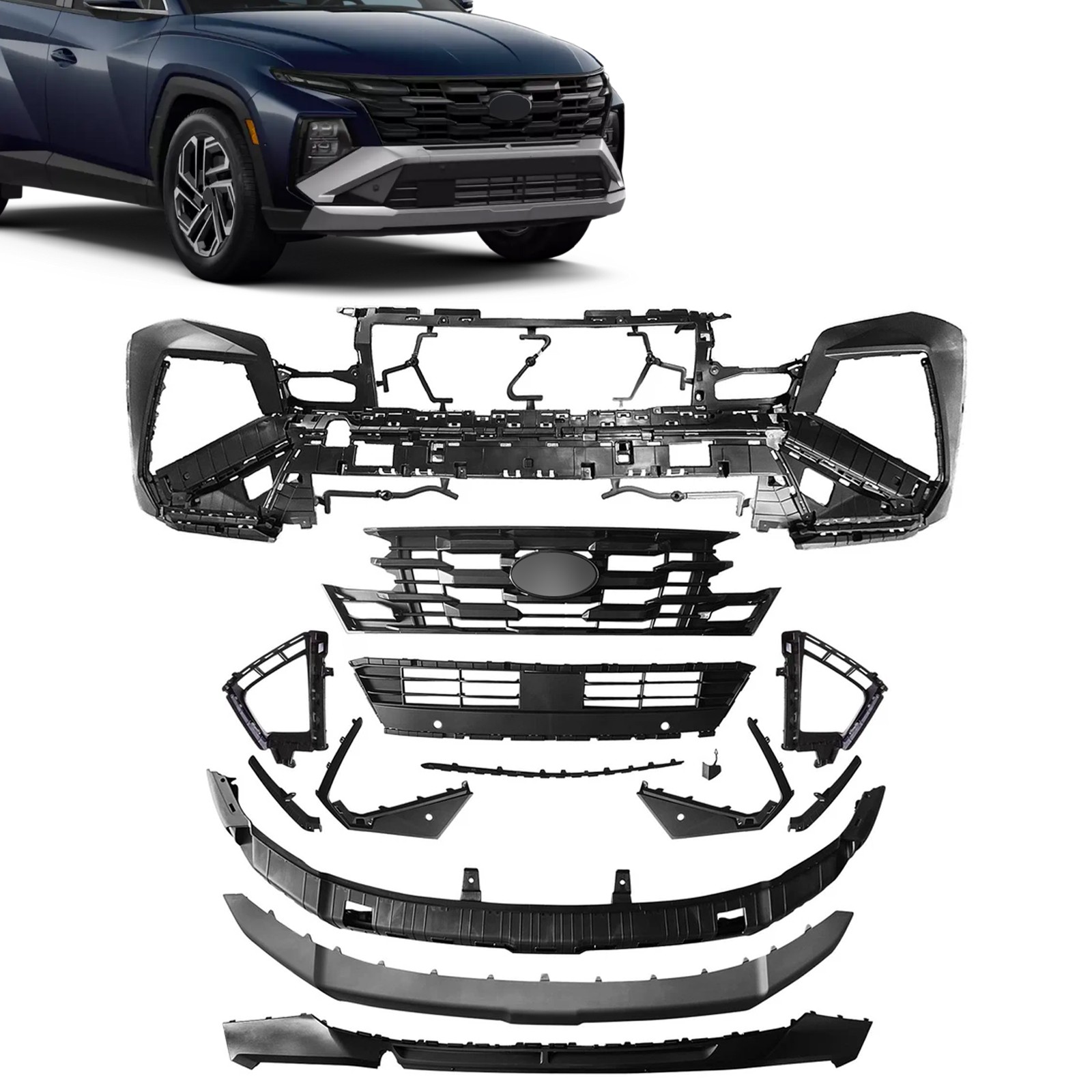 Front Bumper Cover Kit W/Grille & Valance Fits 2025-2026 Hyundai Tucson Front Bumper Cover Kit W/Grille & Valance Fits 2025-2026 Hyundai Tucson