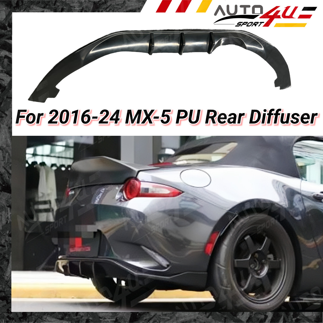 Fits Mazda MX-5 Miata 2016-2024 Black Polyurethane PU Rear Bumper Lower Diffuser