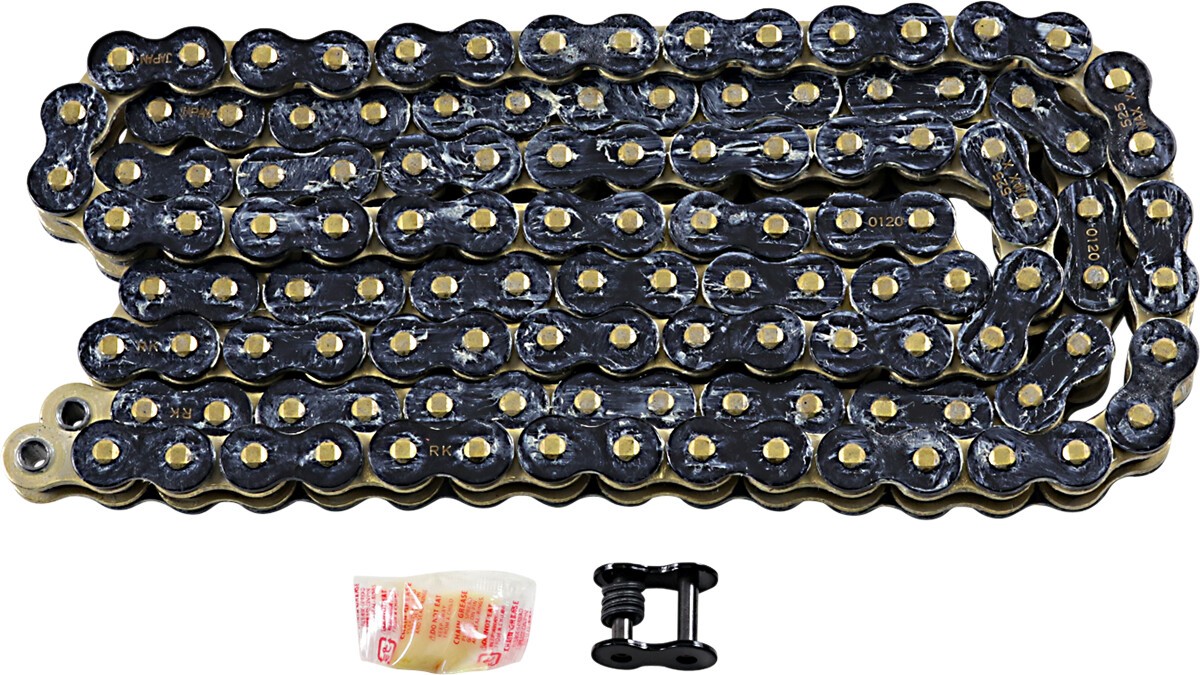 RK 525 Max-X Chain 150 Links Black/Gold Motorcycle Drive Chain RK 525 Max-X Chain 150 Links Black/Gold Motorcycle Drive Chain