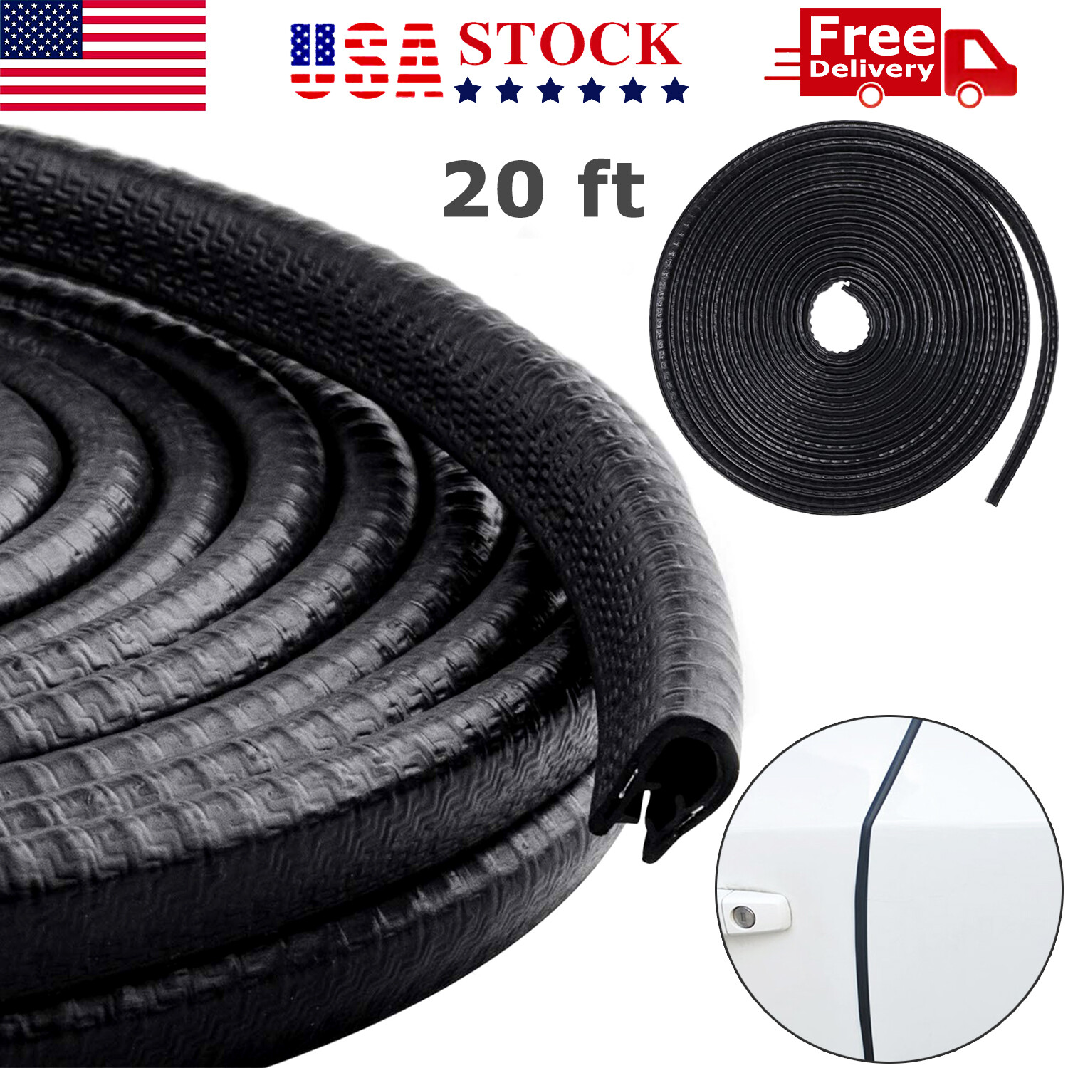 20ft U-Shape Car Door Edge Guard Molding Trim Rubber Edge Strip Seal Protector 20ft U-Shape Car Door Edge Guard Molding Trim Rubber Edge Strip Seal Protector