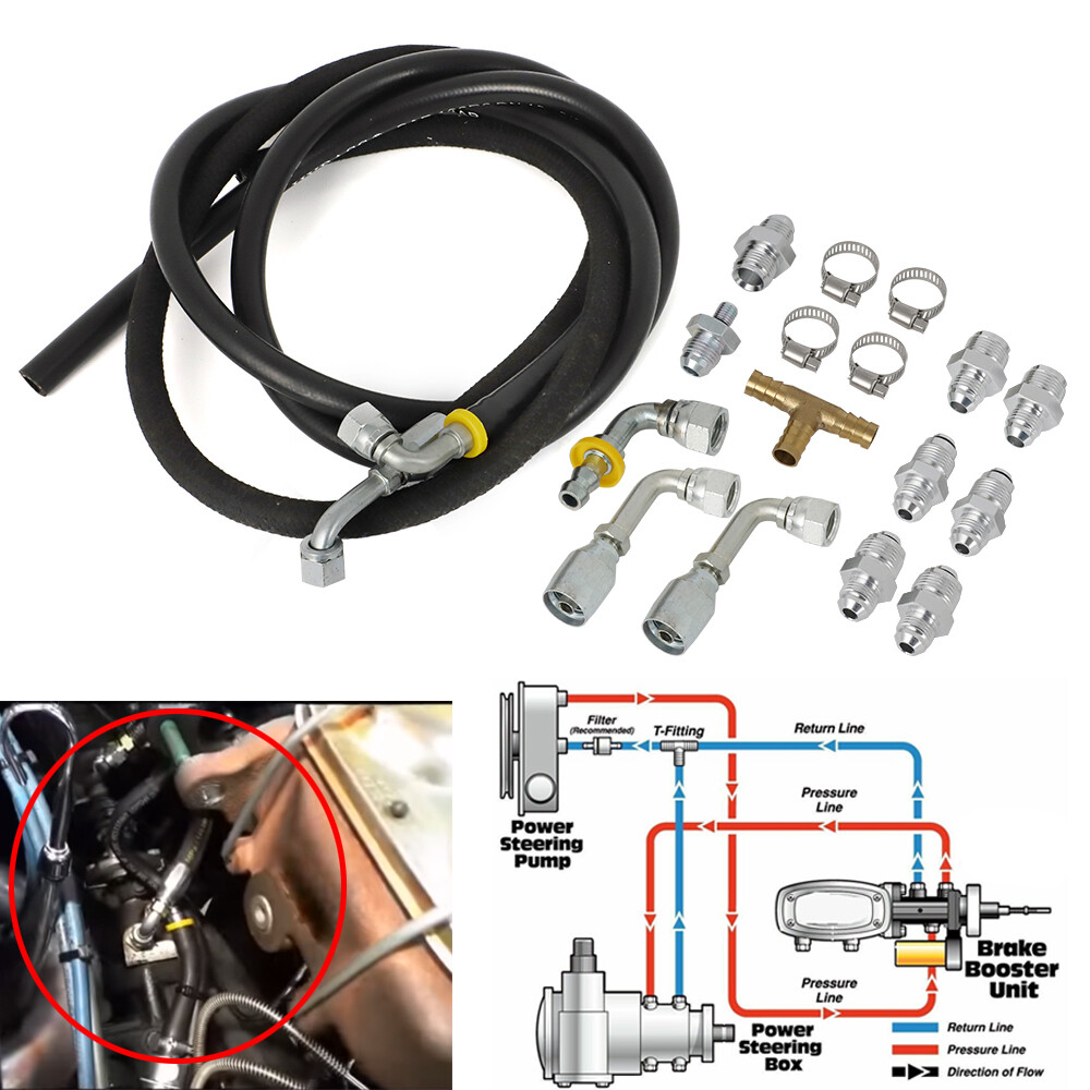STEERING HOSE HOOKUP KIT W/ FITTINGS SET FOR HYDROBOOST POWER BRAKE BOOSTER KIT