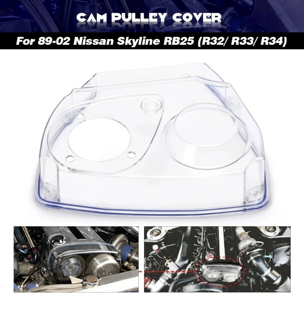 Clear Gear Timing Pulley Belt Cover for Nissan Skyline GTST GTT RB25DET Clear Gear Timing Pulley Belt Cover for Nissan Skyline GTST GTT RB25DET
