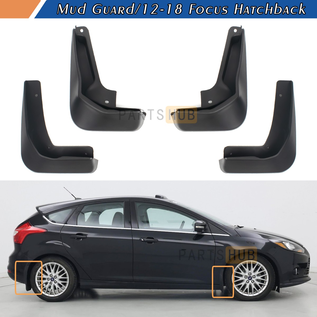 For 2012-18 Focus Hatchback Front & Rear Mud Flaps Guards Splash Flares 4 Pieces