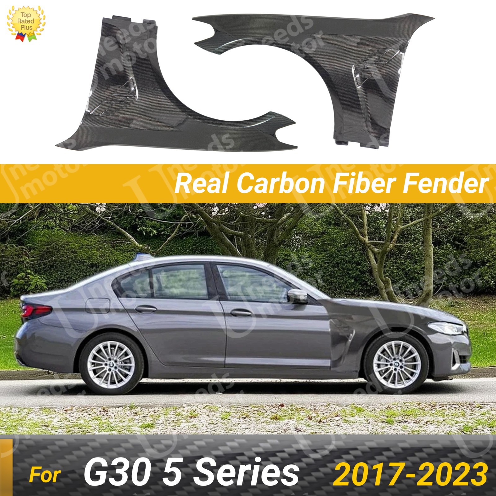 For 2017-23 BMW G30 5 Series M5-Style Real Carbon Fiber Front Vented Fender Sets For 2017-23 BMW G30 5 Series M5-Style Real Carbon Fiber Front Vented Fender Sets