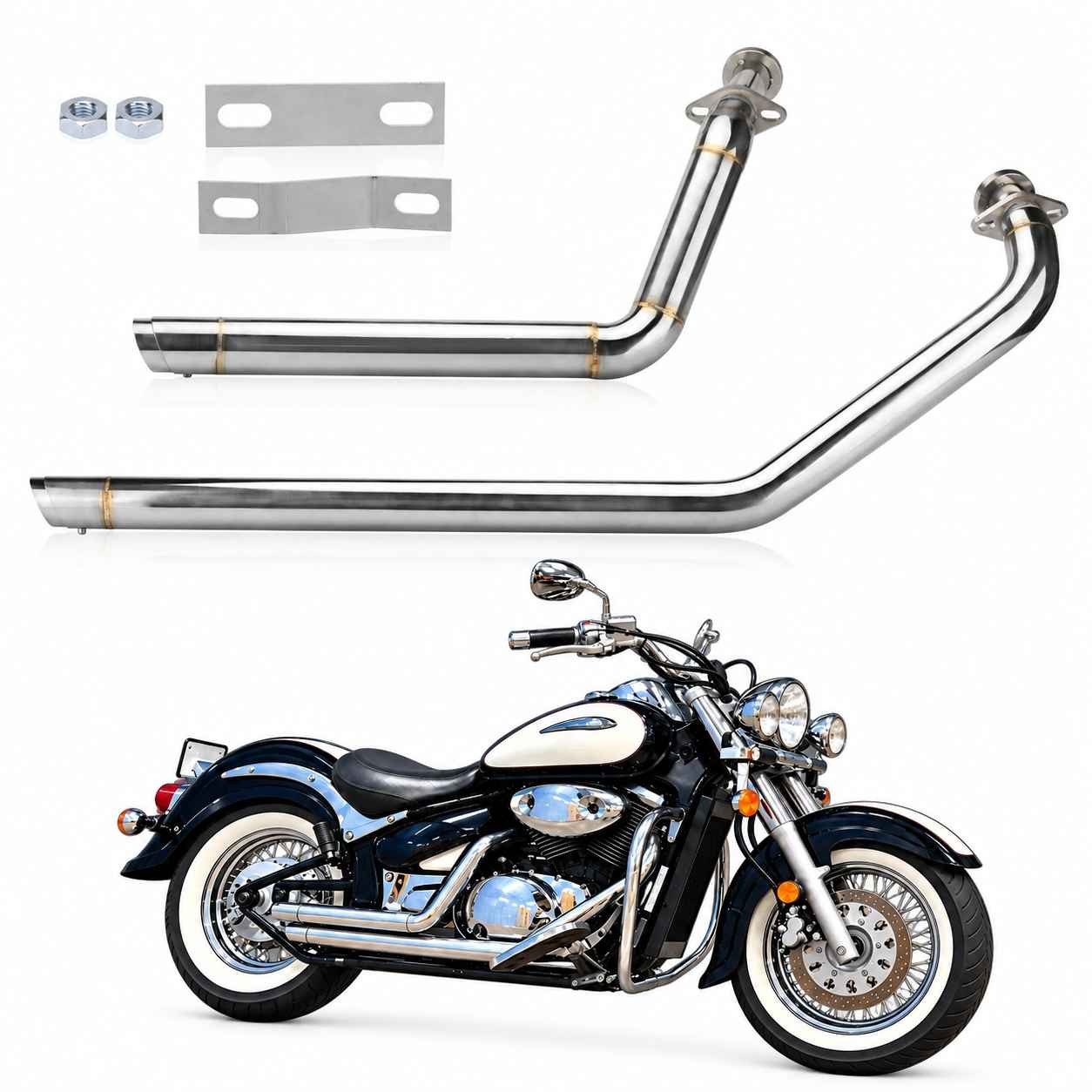 For Suzuki Boulevard M50 C50 C/T VL800 Shortshots Staggered Exhaust System Kit