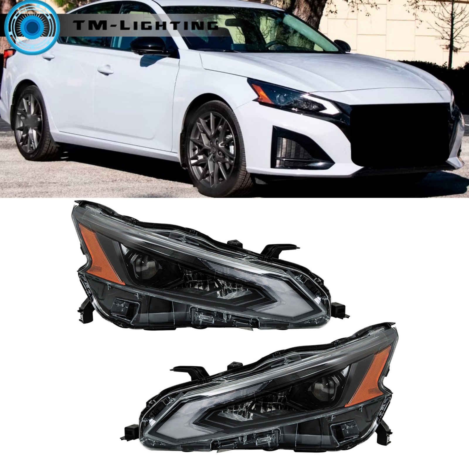 For 2023-2025 Nissan Altima Headlights Full LED Projector Left+Right Pair Black