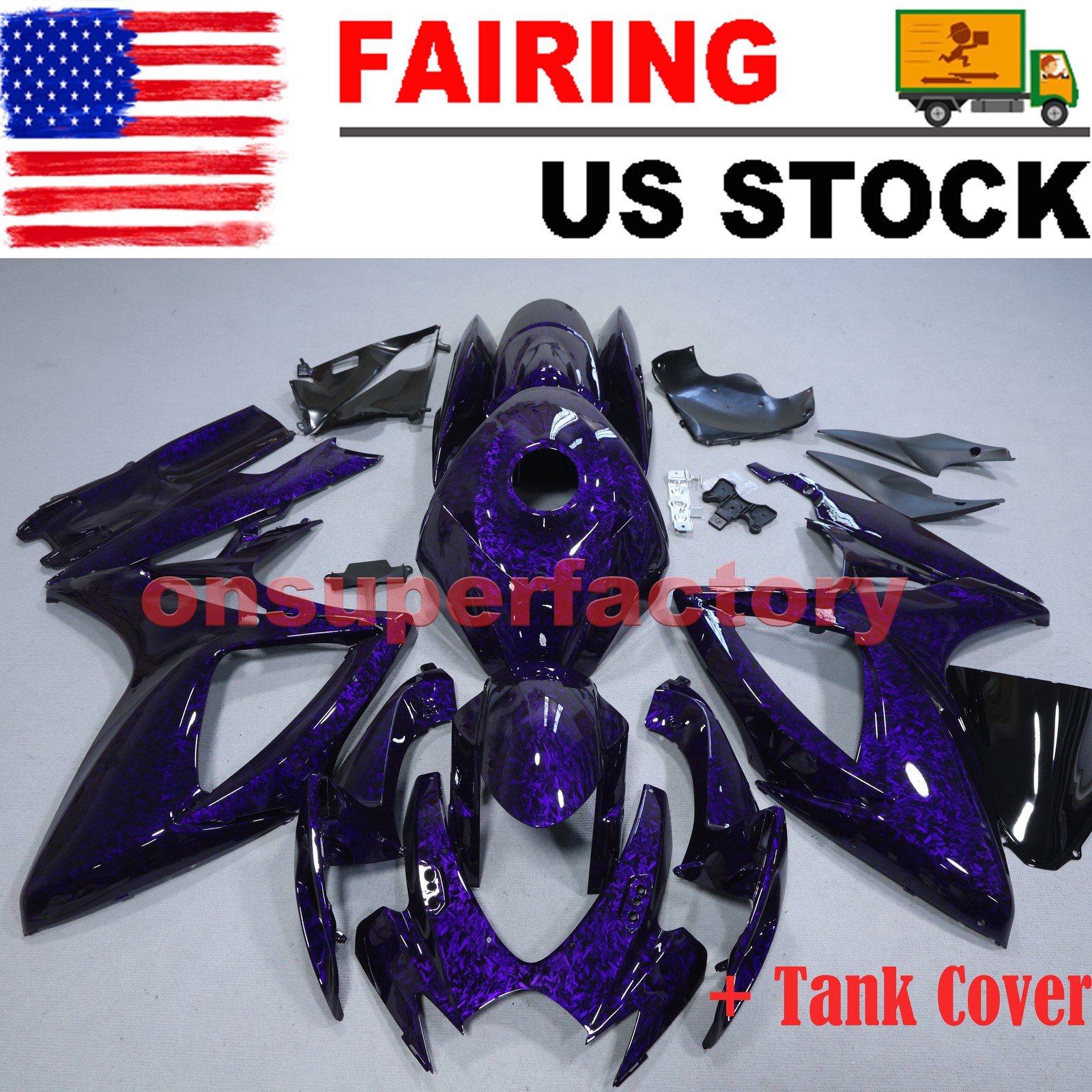Purple Forged Carbon Fiber Fairing Kit For Suzuki K6 K7 GSXR600/750 2006 2007