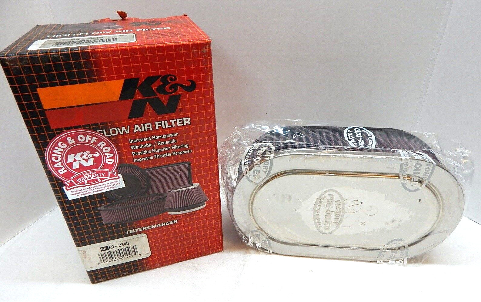 K&N Filters 59-2840 K&N Marine Flame Arrestor Red Air Filter 2.75\