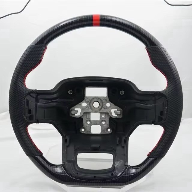 Custom Carbon Fiber Steering Wheel heated Leather F-150-Ford Raptor 2021-2024 Custom Carbon Fiber Steering Wheel heated Leather F-150-Ford Raptor 2021-2024