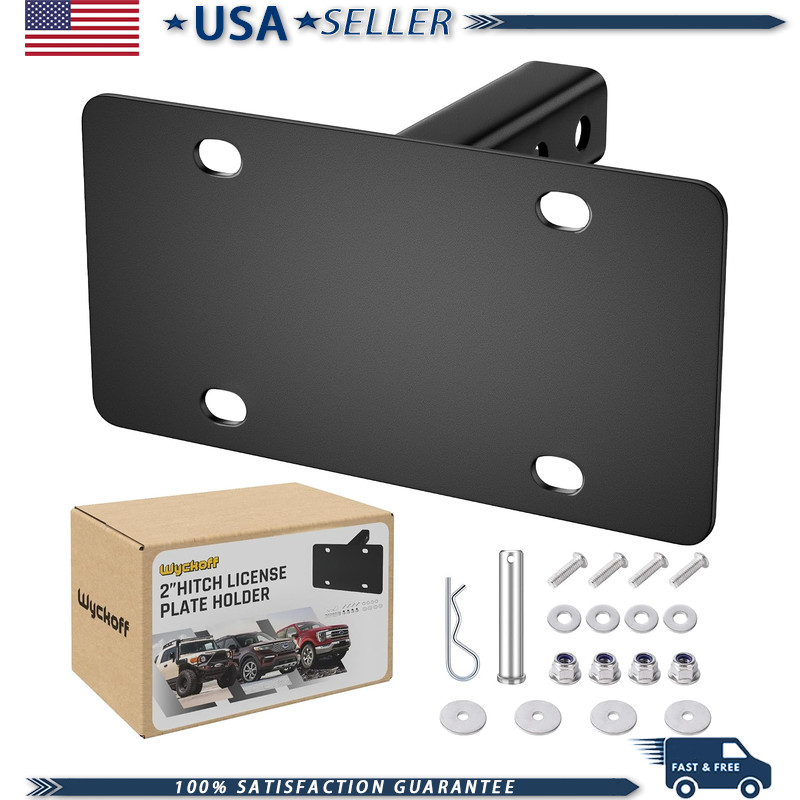 Trailer Hitch License Plate Holder, 2 Receivers, Trucks SUV RV Off-Road, No Dril Trailer Hitch License Plate Holder, 2 Receivers, Trucks SUV RV Off-Road, No Dril