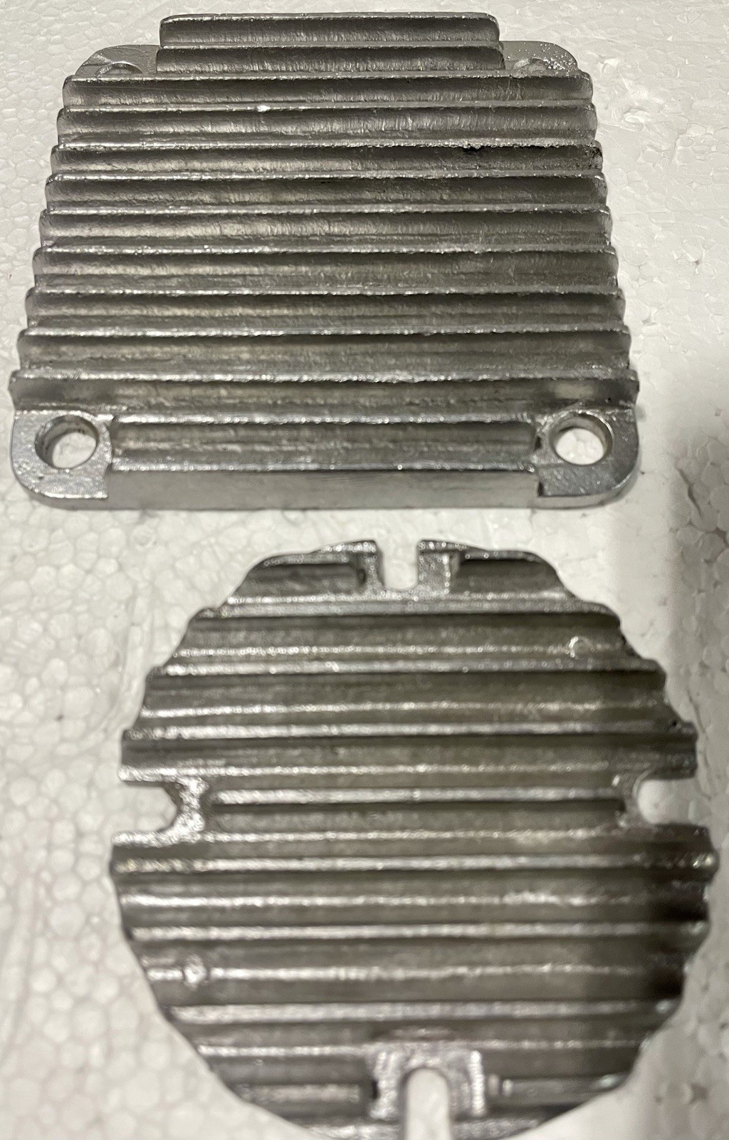 Model T Ford Starter Block Off Plates Front & Rear 1919-1927 Finned Aluminum Model T Ford Starter Block Off Plates Front & Rear 1919-1927 Finned Aluminum