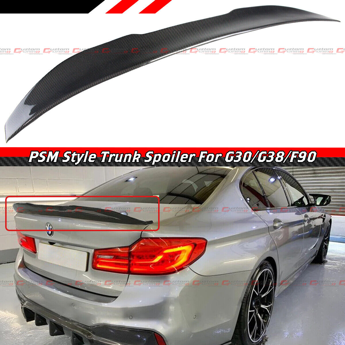 FOR 17-23 BMW G30 G38 5 SERIES F90 M5 PSM STYLE CARBON FIBER TRUNK SPOILER WING