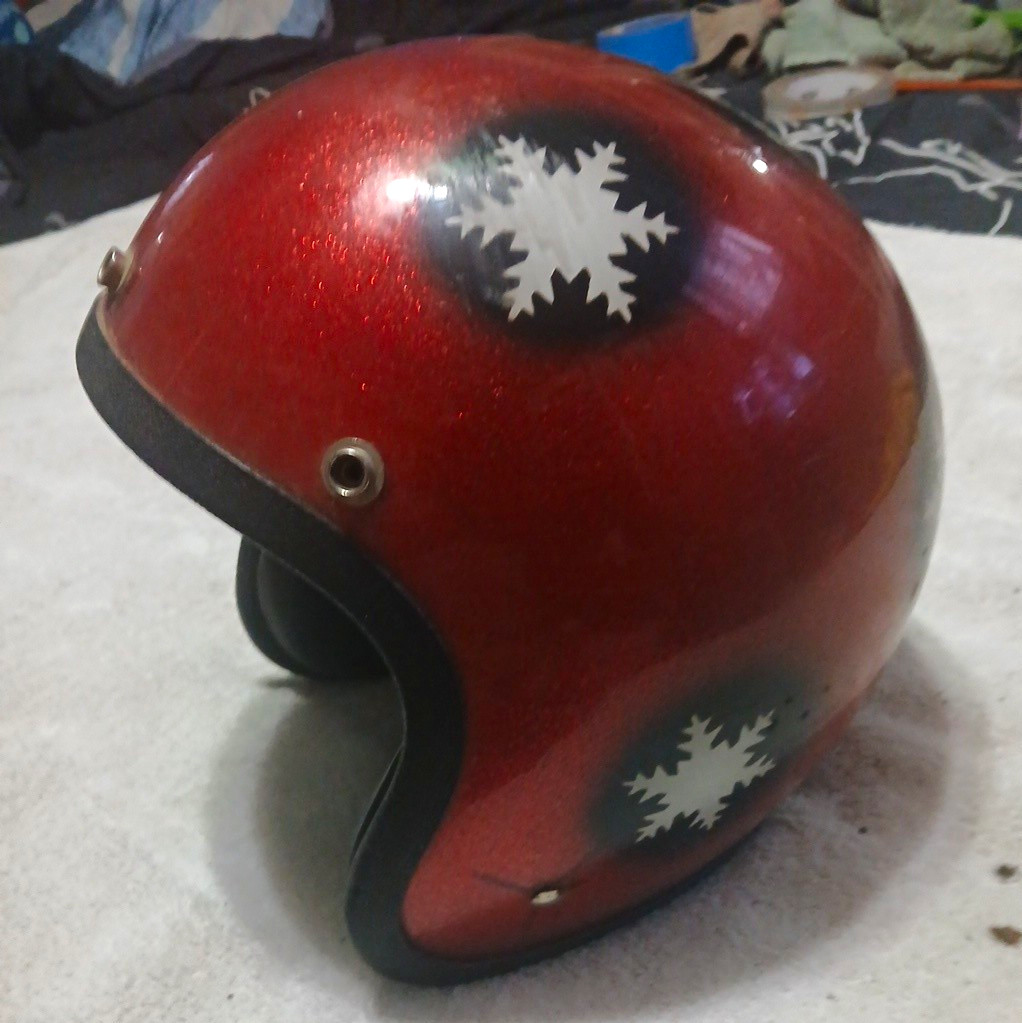 Vintage Late 60's STERLING Motorcycle Helmet VHTF Metalflake Red Vintage Late 60's STERLING Motorcycle Helmet VHTF Metalflake Red