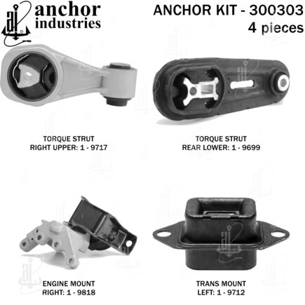 Anchor Motor Mounts 300303 Engine Mnt Kit