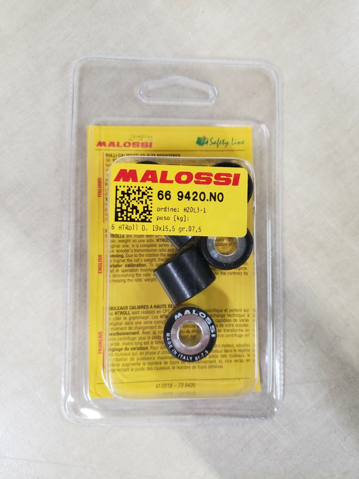 6x Malossi High Resistance Gauged Rollers 66 9420.no 