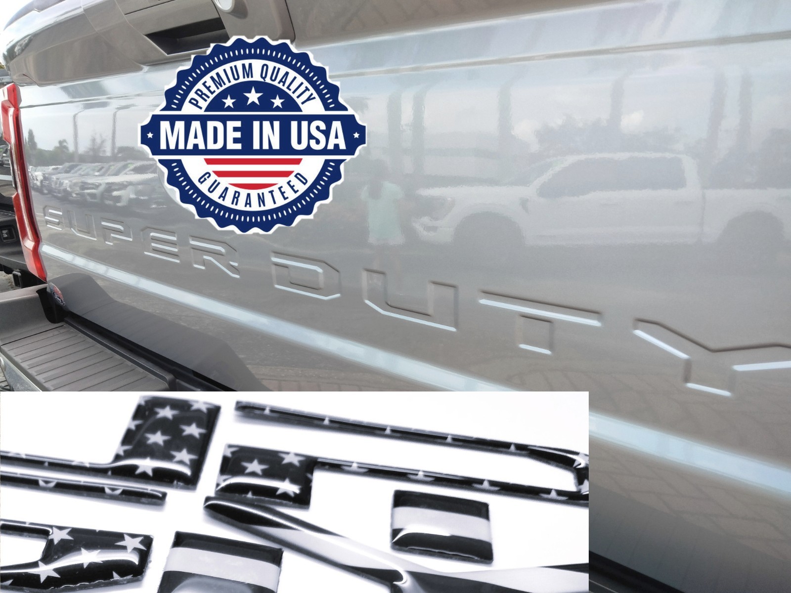 COMPATIBLE WITH 2023 24 25 26 3D US BLACKENED FLAG DOMED RAISED TAILGATE LETTERS COMPATIBLE WITH 2023 24 25 26 3D US BLACKENED FLAG DOMED RAISED TAILGATE LETTERS