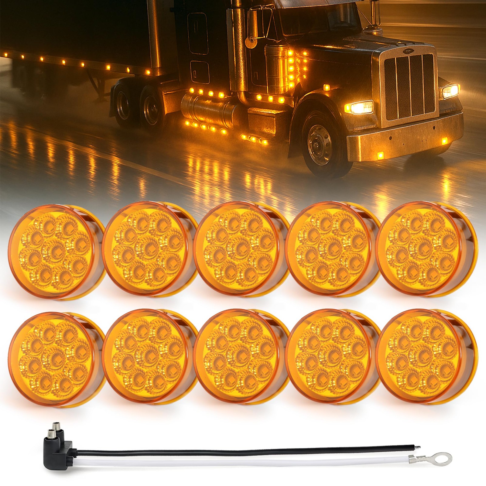 MADCATZ 10Pcs 2 Inch Round Amber LED Side Marker 10 Pcs, (Pack of 10) MADCATZ 10Pcs 2 Inch Round Amber LED Side Marker 10 Pcs, (Pack of 10)