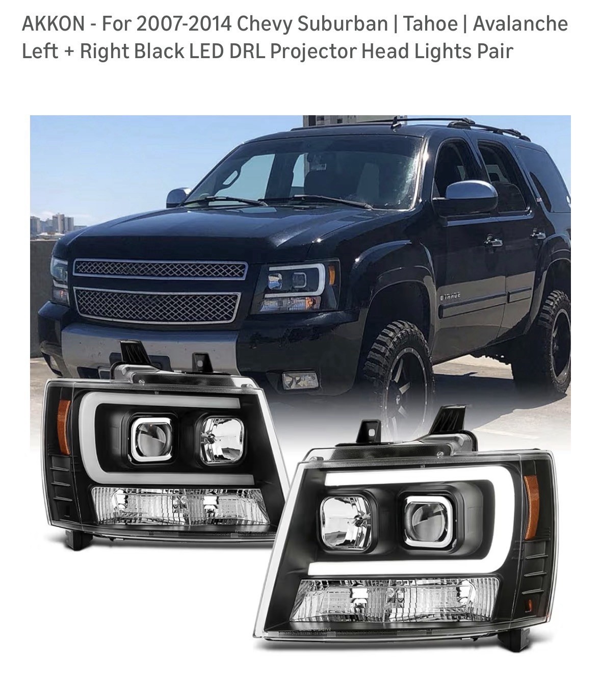 FOR 2007-2014 CHEVY SUBURBAN TAHOE AVALANCHE LED PROJECTOR HEADLIGHTS LAMP BLACK FOR 2007-2014 CHEVY SUBURBAN TAHOE AVALANCHE LED PROJECTOR HEADLIGHTS LAMP BLACK