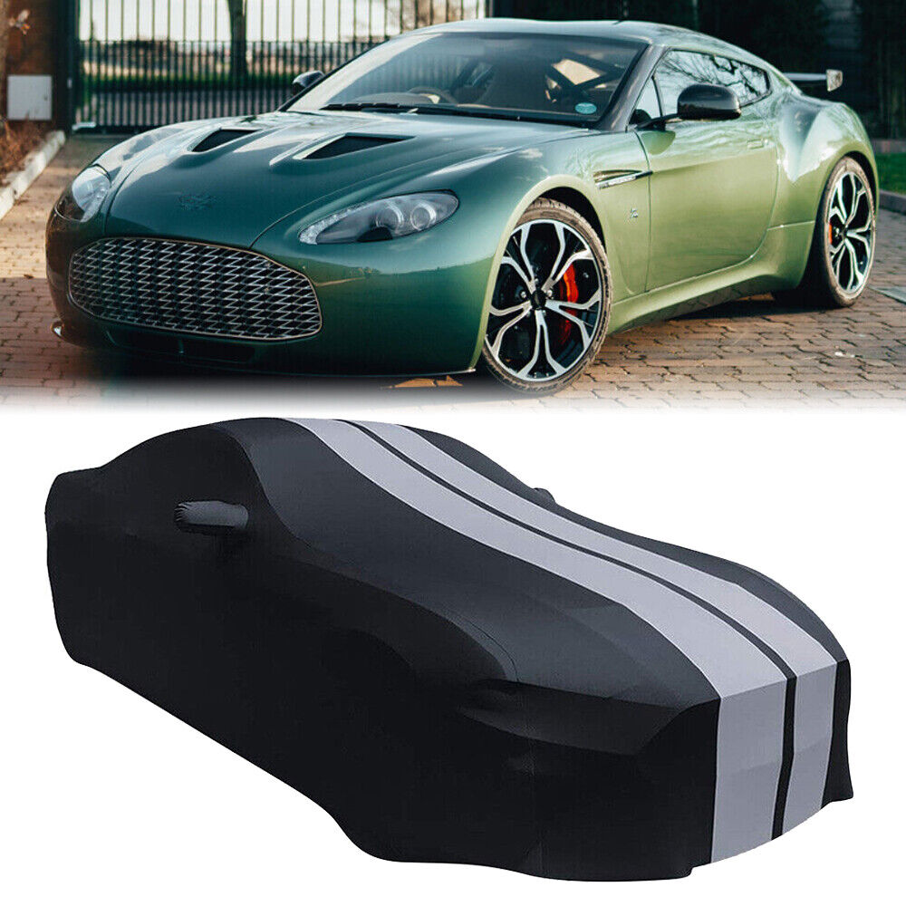 For Aston Martin V12 V8 Vantage Custom Indoor Car Cover Stain Stretch Black&Grey