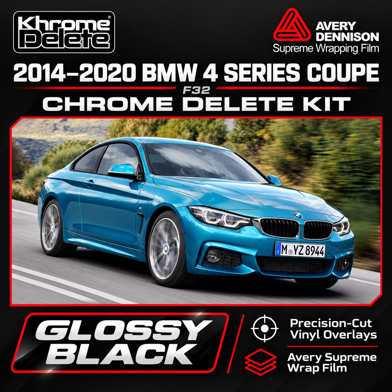 Gloss Black Premium Chrome Delete Vinyl – BMW 4 Series Coupe F32 2014–2020