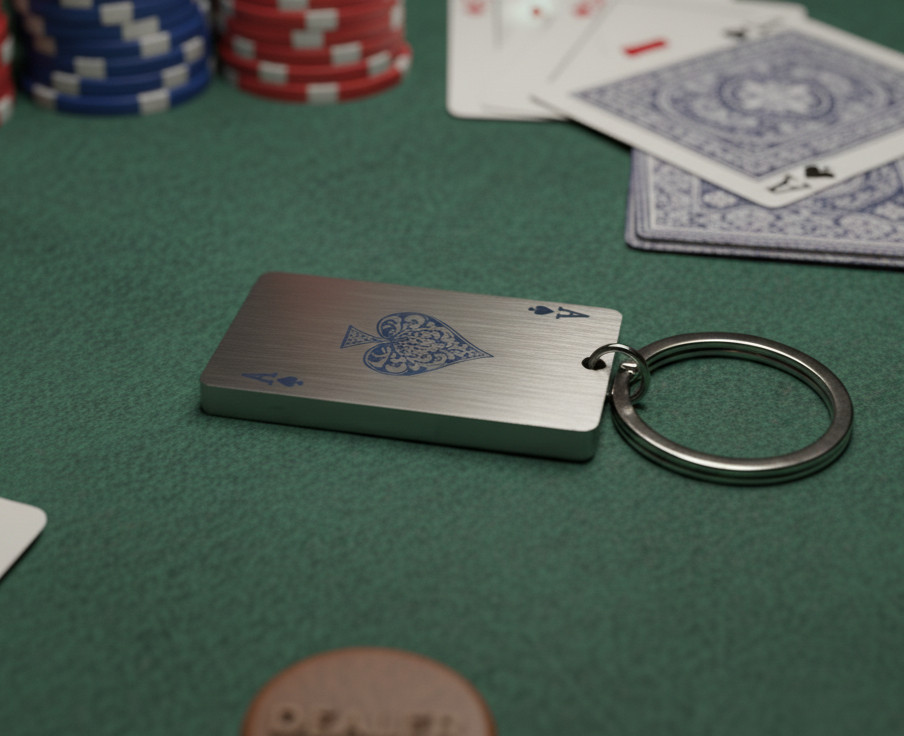 Ace of Spades Keychain Engraved Brushed Silver Stainless Steel Key-chain Ace of Spades Keychain Engraved Brushed Silver Stainless Steel Key-chain