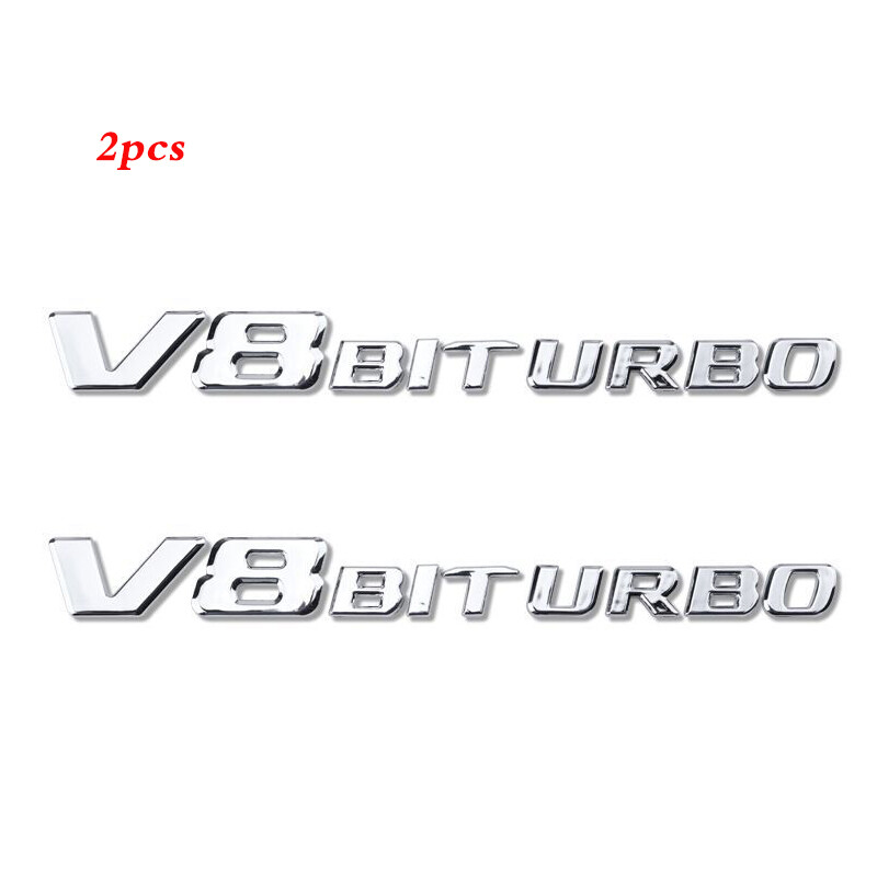 2pcs V8 BITURBO Chrome Fender Side Emblem Badge for C63 E63 G63 S63 GLE63 W205