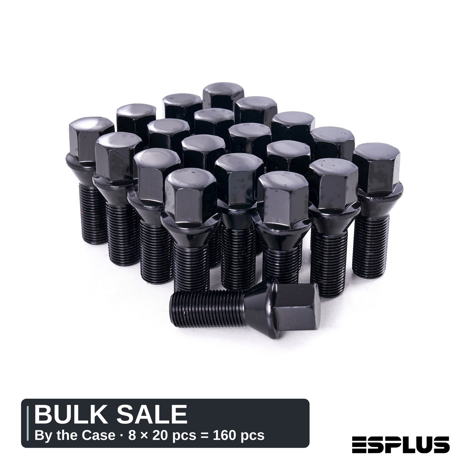 160 Pcs Black M12x1.25 17mm Hex Cone Seat Lug Bolts Bulk 8 Boxes x 20 for Jeep