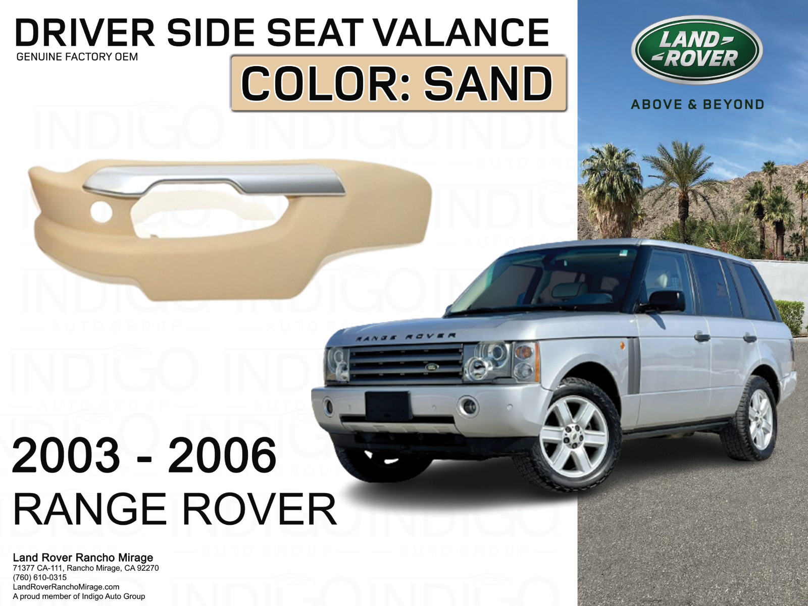 Range Rover Driver Power Seat Control Switch Panel Cover Plate Valance (BEIGE)