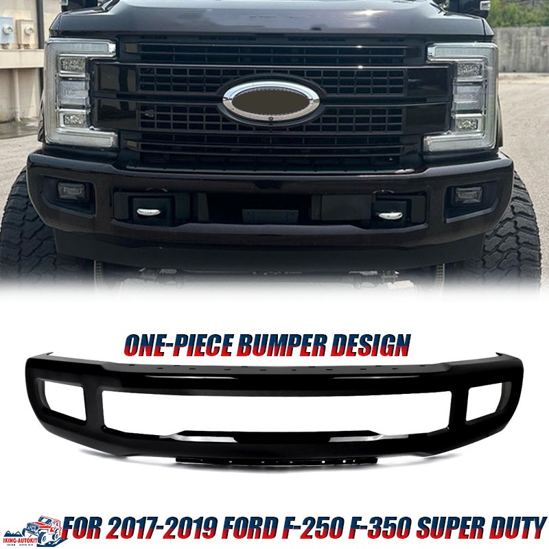 Shadow Black Front Bumper Face Bar For 2017-2019 Ford F250 F350 Super Duty W/ HL