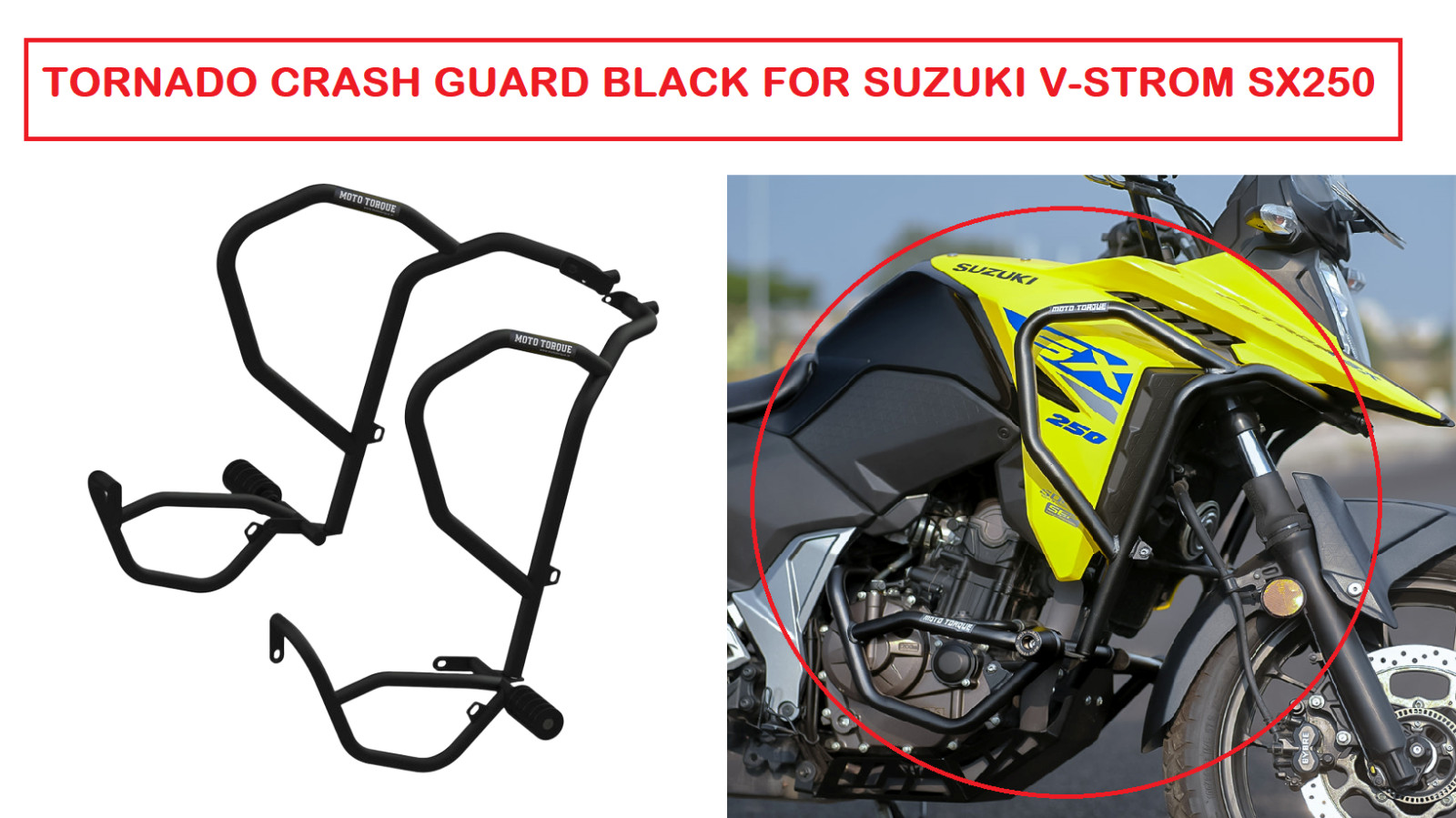 TORNADO CRASH GUARD SET BLACK FIT FOR SUZUKI V STROM SX 250