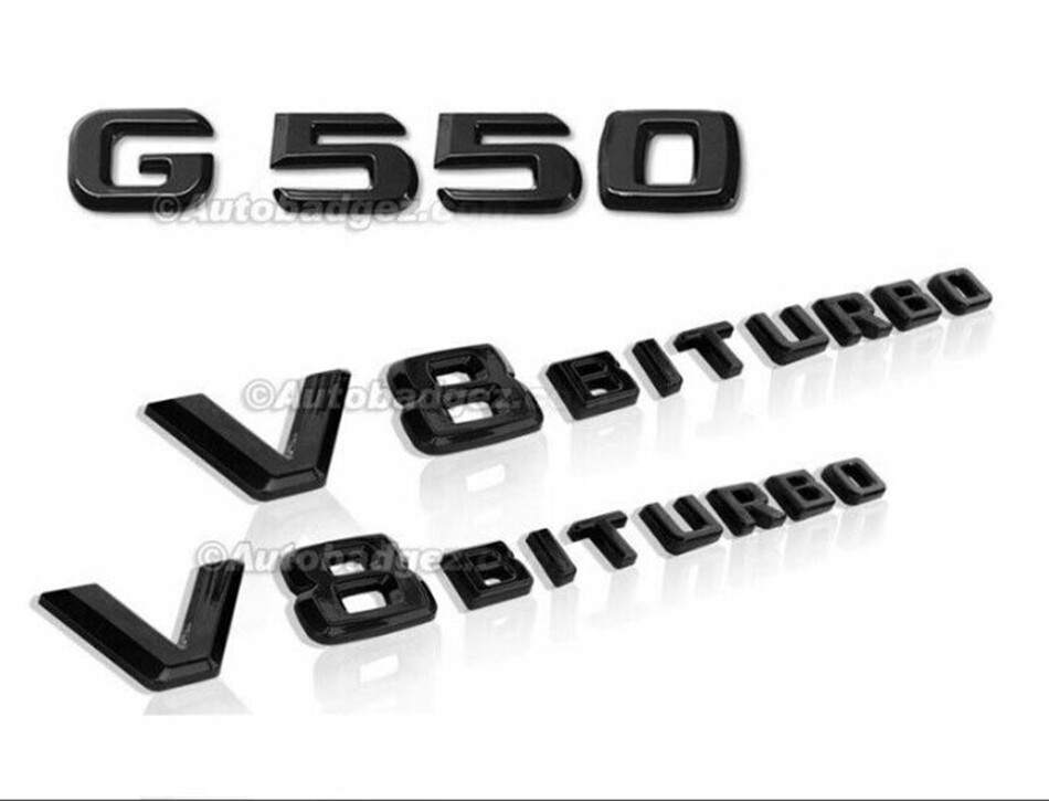 3pcs NEW G550 V8 Biturbo Gloss Black Badge Emblem fits Mercedes Benz G 550 3pcs NEW G550 V8 Biturbo Gloss Black Badge Emblem fits Mercedes Benz G 550