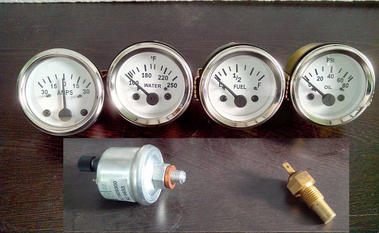 With Oil temp Sender 52mm Electrical Oil Pressure Temp Amp Fuel Gauge WH